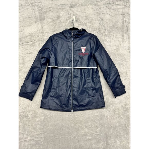 GIRLS WOMEN ST JOSEPHS ACADEMY NEW ORLEANS SCHOOL BLUE REFLECTIVE RAIN COAT MEDI - Picture 1 of 5